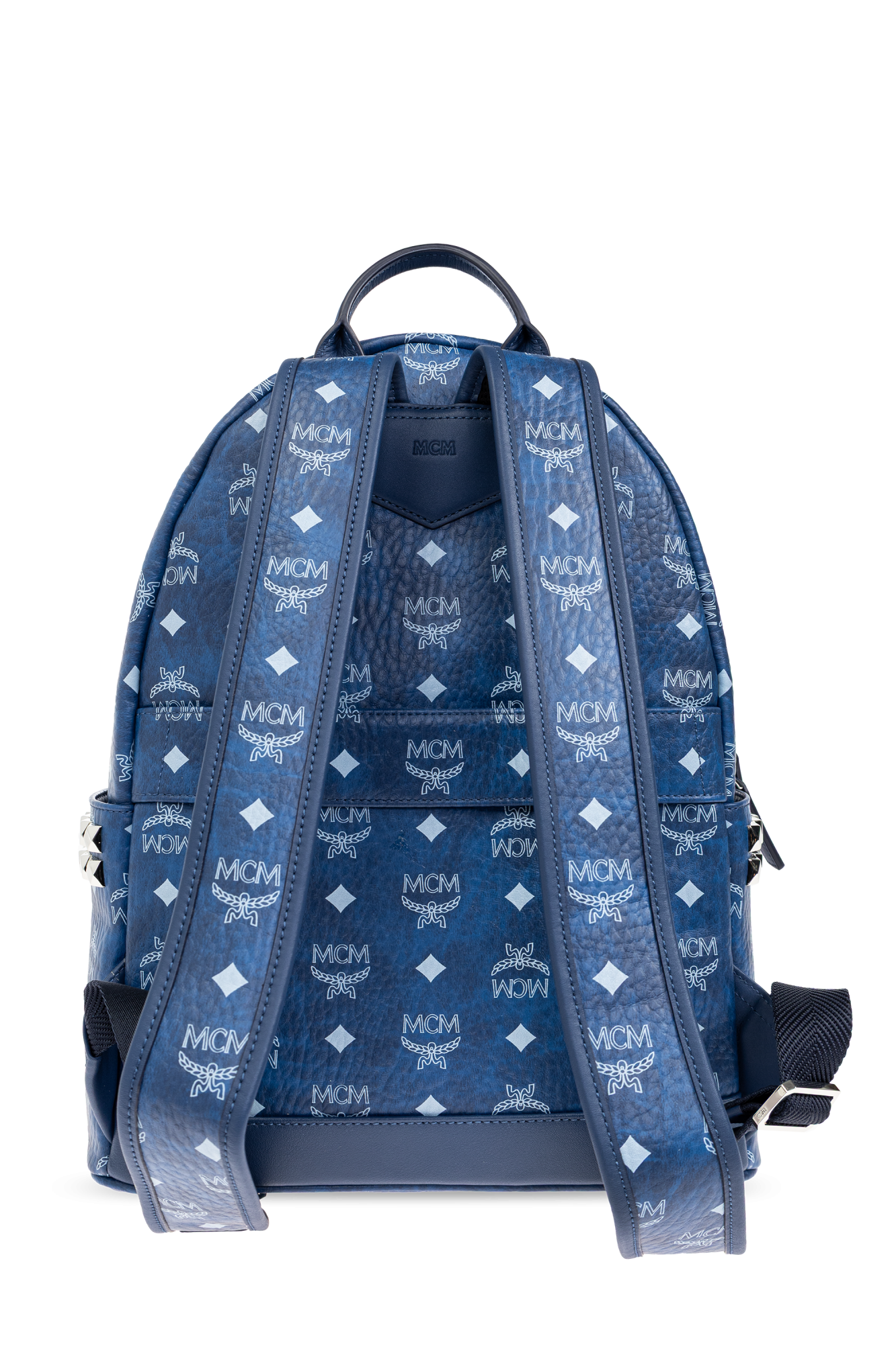 MCM ロゴプリント バックパック MCM バックパック 青 ロゴプリント - メルカリ